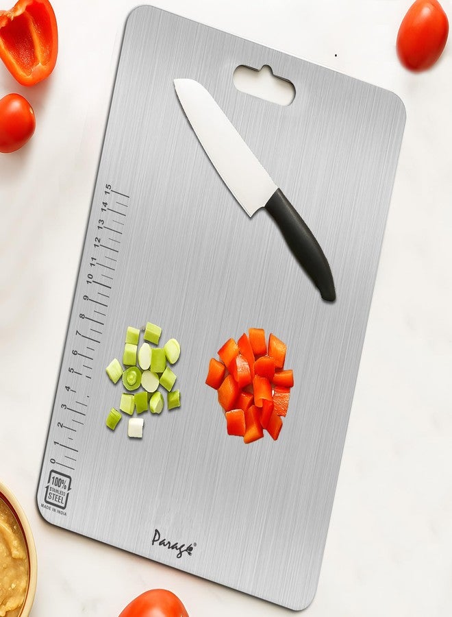 Parage Premium Stainless Steel Chopping Board for Kitchen & Professional Use Medium 31 x 21 CM | Cutting Board for Meat, Fish, Fruit, Bread Cutter, Vegetable Chopper | Heavy Duty & Rust Free - Image 1
